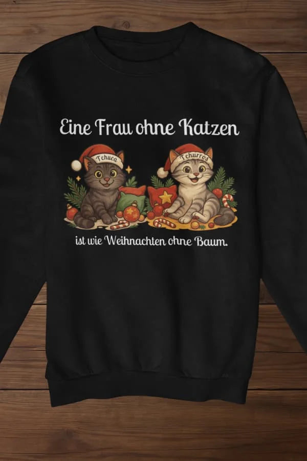 Eine Frau ohne Katze - Individuelles Premium Sweatshirt (Unisex)