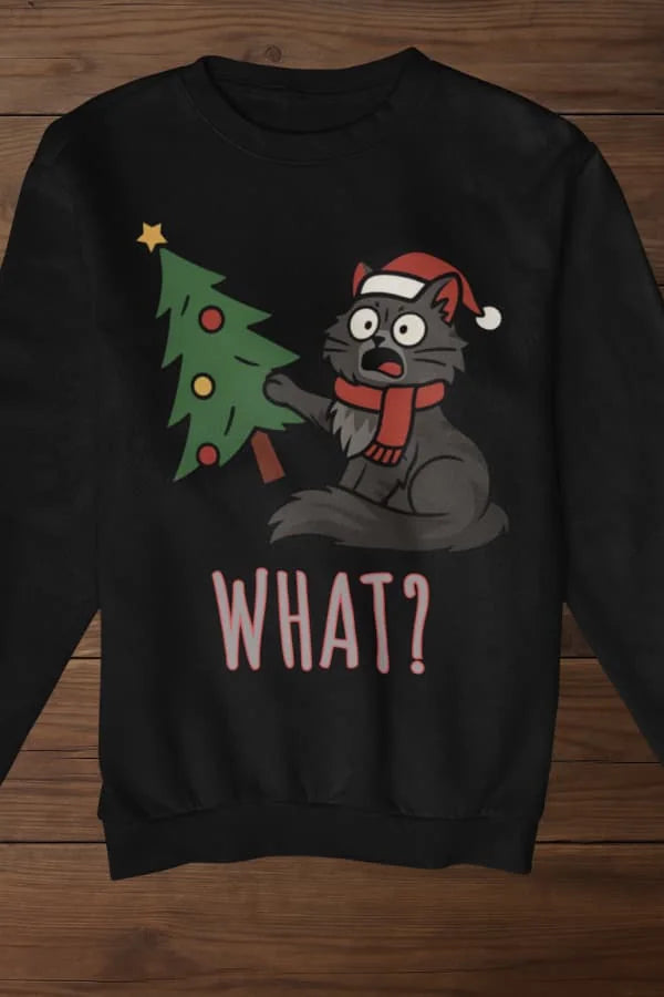 Katze & Weihnachtsbaum Premium Sweatshirt - Eigenes Bild