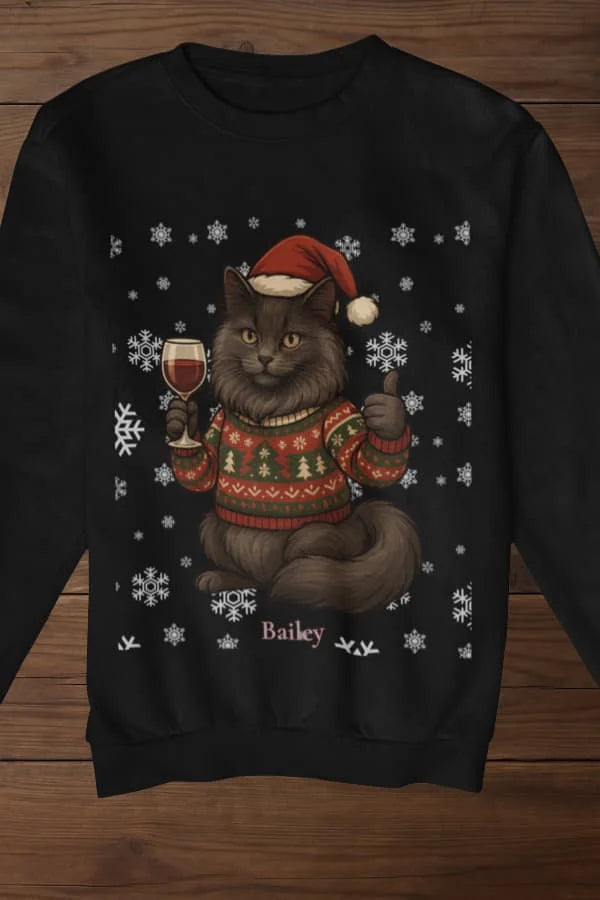 Weihnachtskatze - Individuelles Premium Sweatshirt (Unisex)