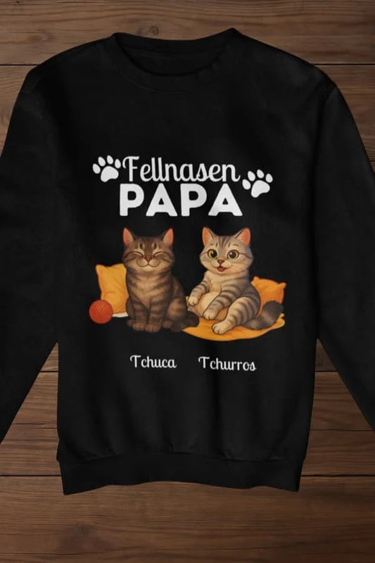 Fellnasen Papa Katze Sweatshirt - Eigenes Bild + Name