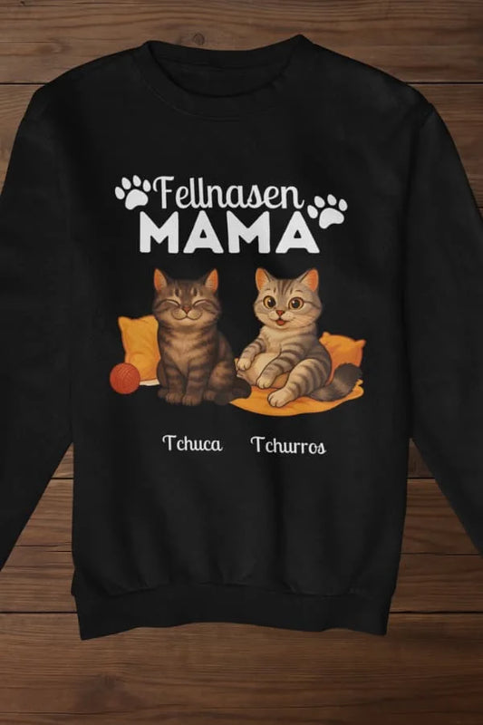 Fellnasen Mama Katze Sweatshirt - Eigenes Bild + Name