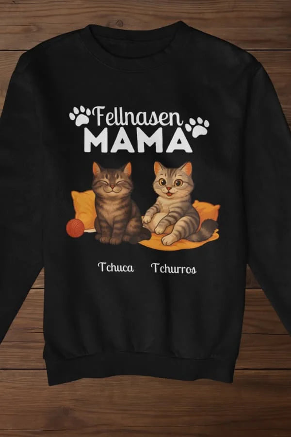Fellnasen Mama Katze Bio Sweatshirt - Eigenes Bild + Name