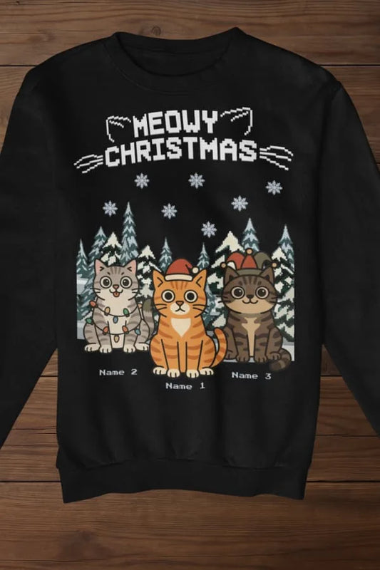 Meowy Christmas Sweatshirt - Eigene Bilder + Namen