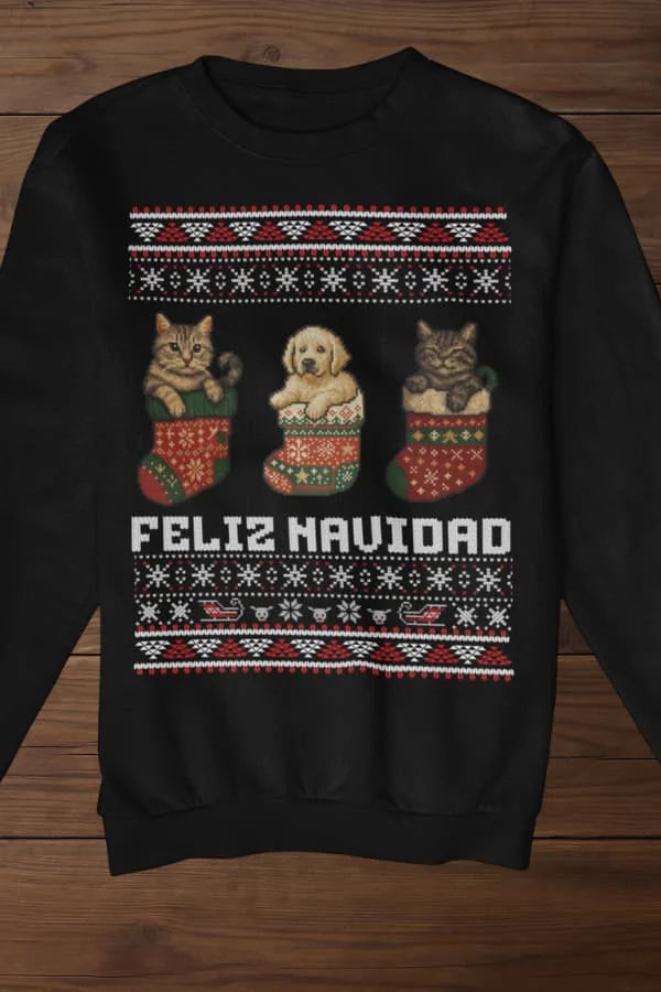 Feliz Navidad - Katzen & Hunde - Individuelles Premium Sweatshirt (Unisex)