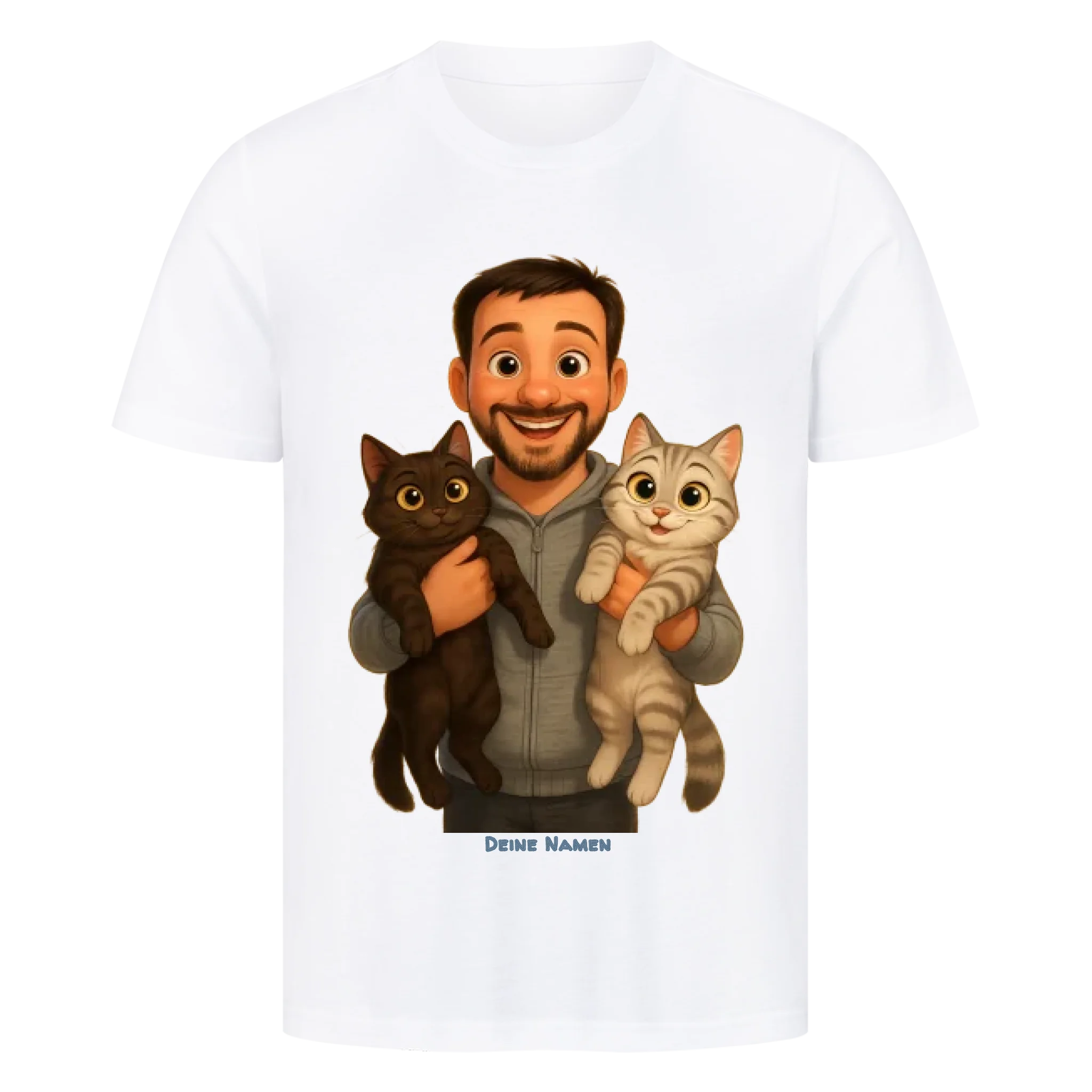 Comic-Märchen-Style Fellfamilien-Porträt - Individuelles Premium T-Shirt