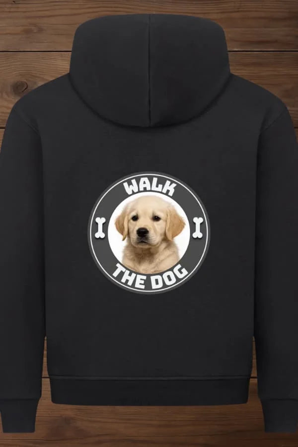 Walk The Dog Premium Hoodie Backprint - Eigenes Foto