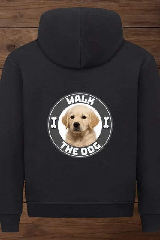 Walk The Dog Premium Hoodie Backprint - Eigenes Foto