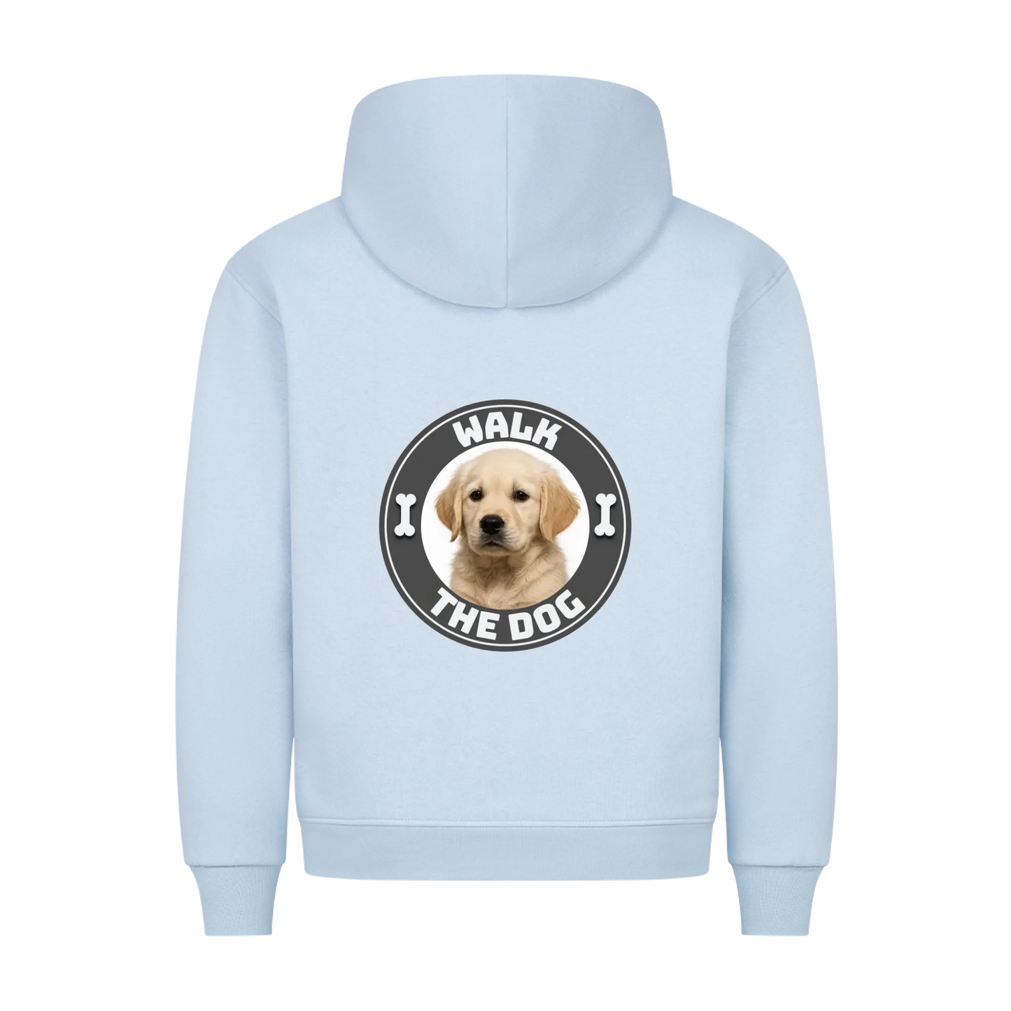Walk The Dog Premium Hoodie Backprint - Eigenes Foto