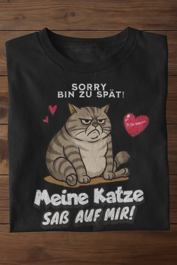 Bin zu spät Katze T-Shirt - Eigenes Bild + Name