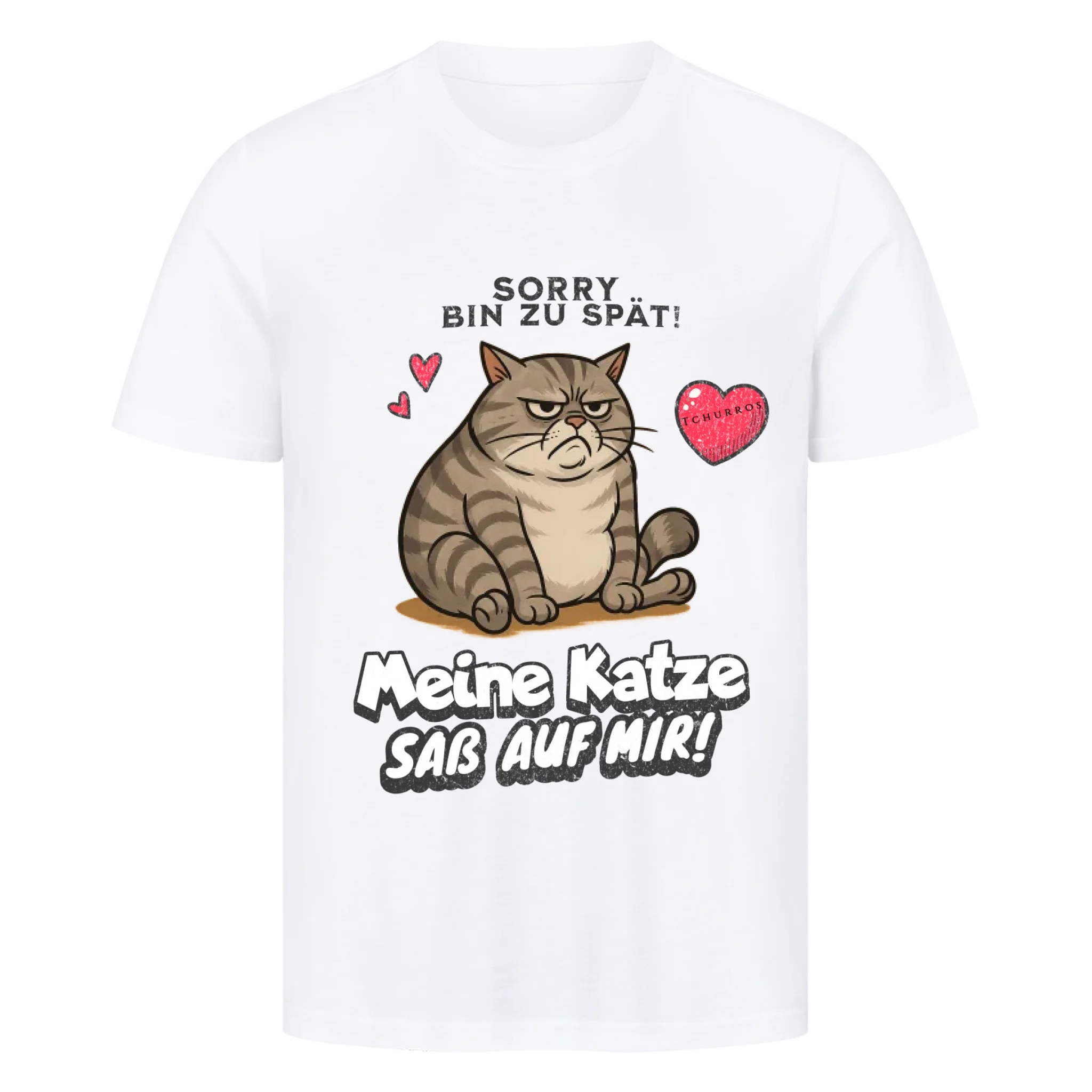 Bin zu spät - Katze - Individuelles Premium T-Shirt