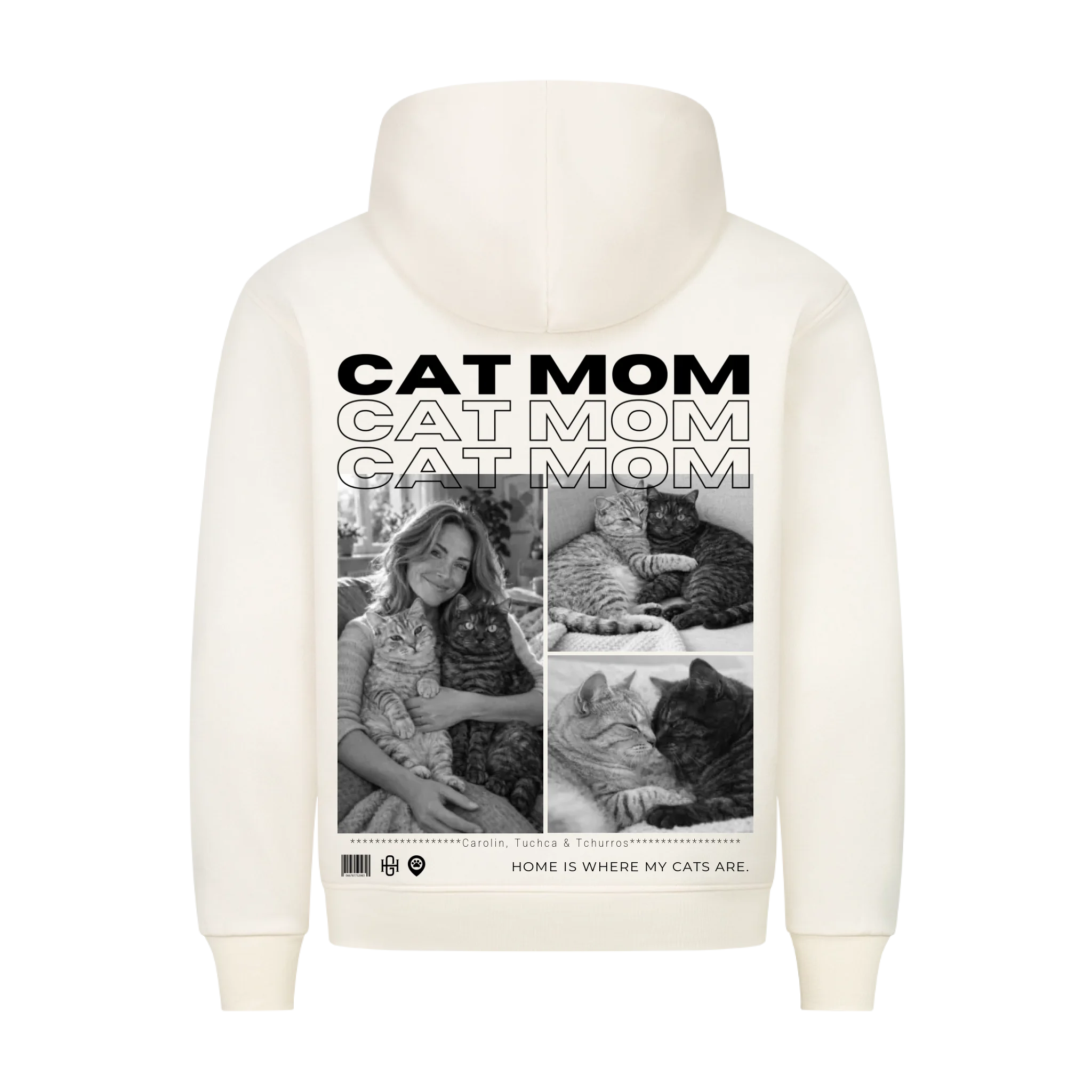 Cat Mom - Individueller Premium Hoodie (Unisex)