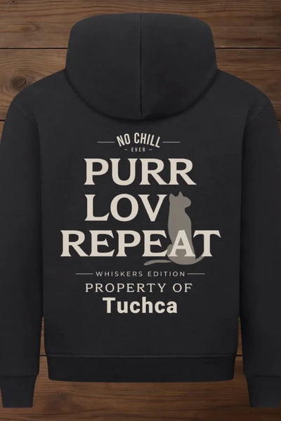 Love | Purr | Repeat & Name - Premium Hoodie - mit Name