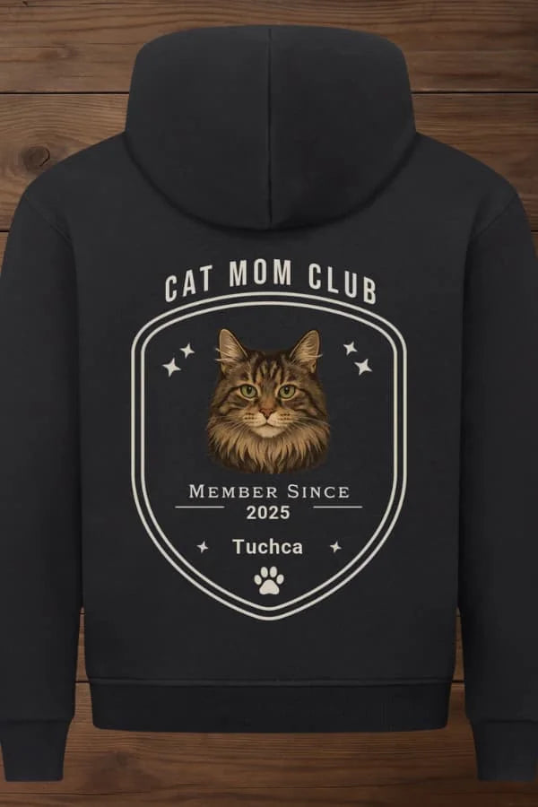 Cat Mom Club Premium Hoodie - Eigenes Bild, Name + Jahr