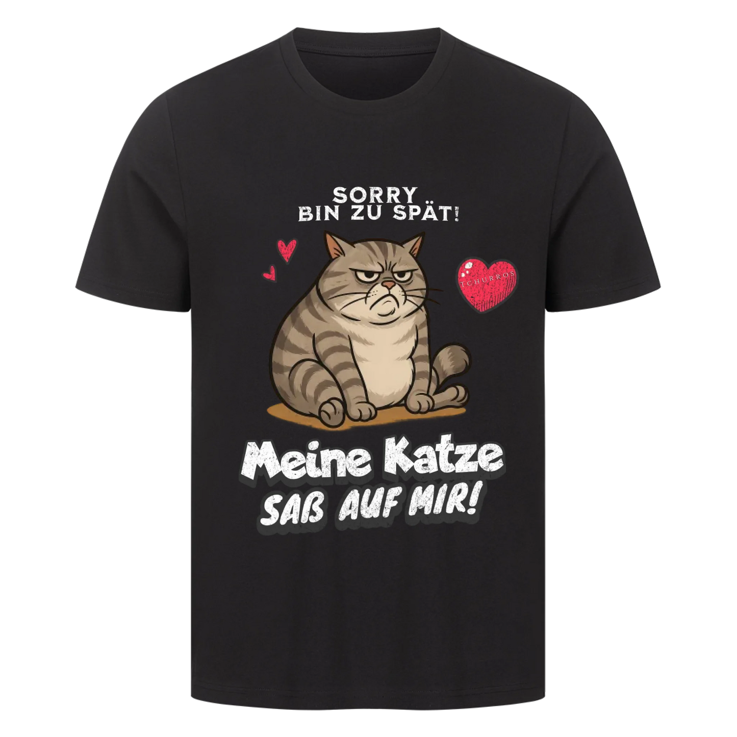 Bin zu spät Katze T-Shirt - Eigenes Bild + Name