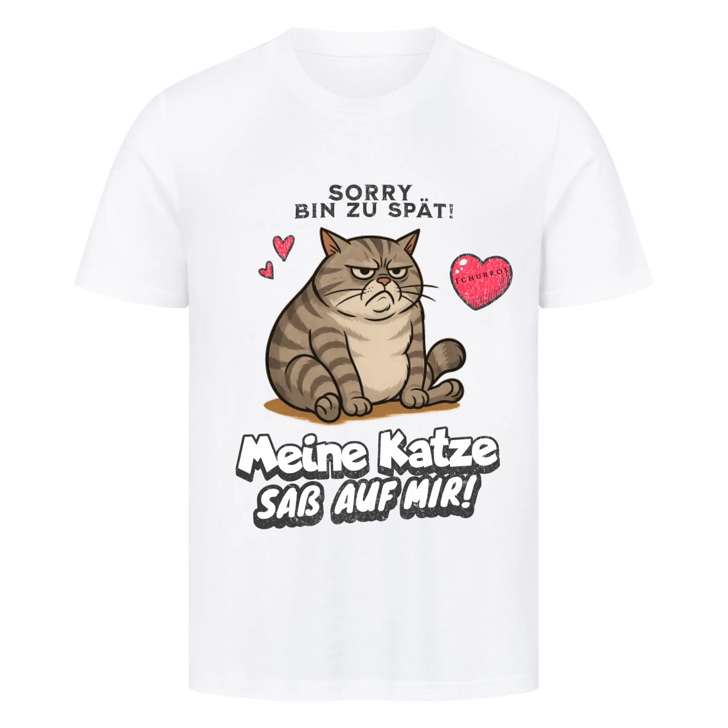 Bin zu spät Katze T-Shirt - Eigenes Bild + Name