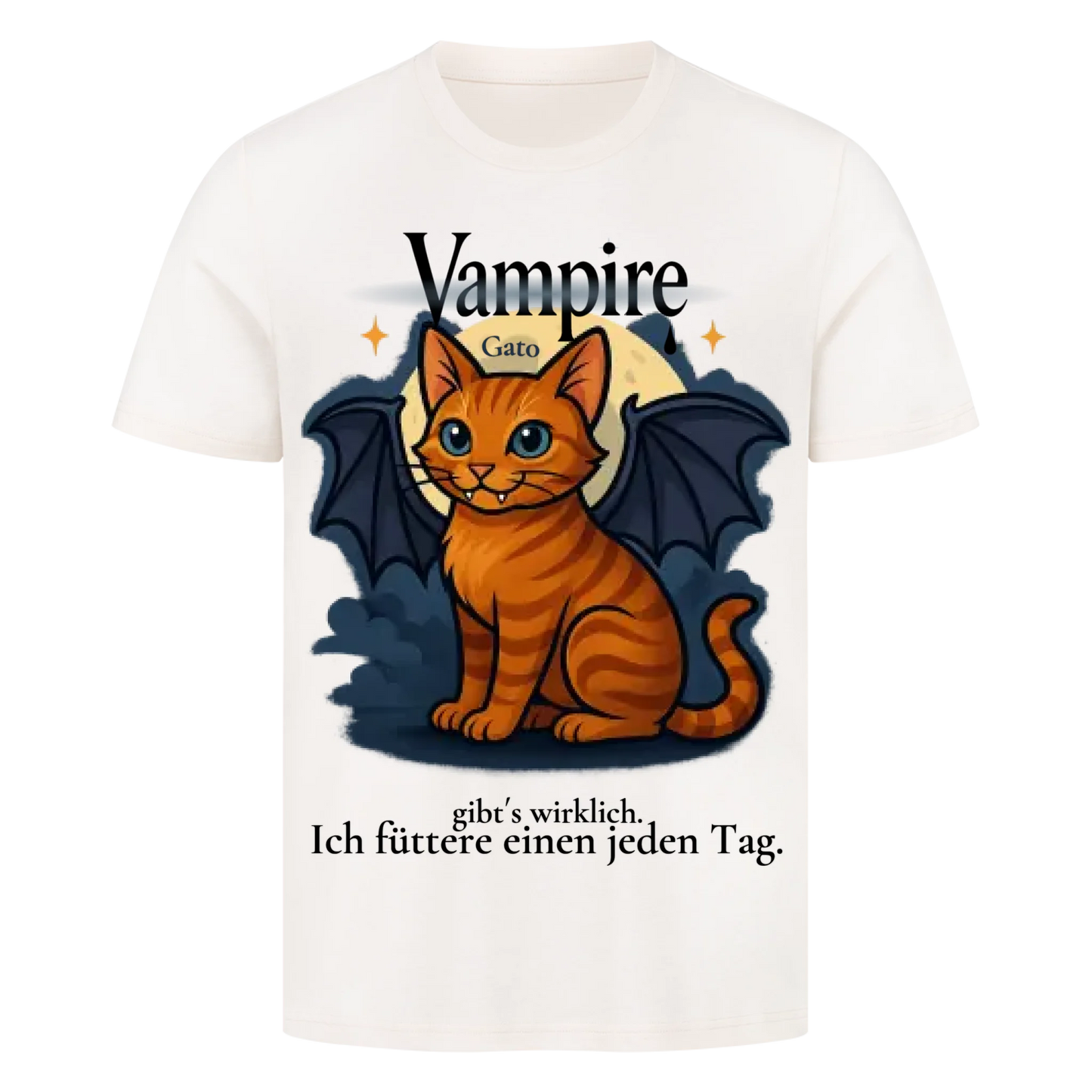 Süsse Vampir Katze T-Shirt  - Eigenes Bild + Name