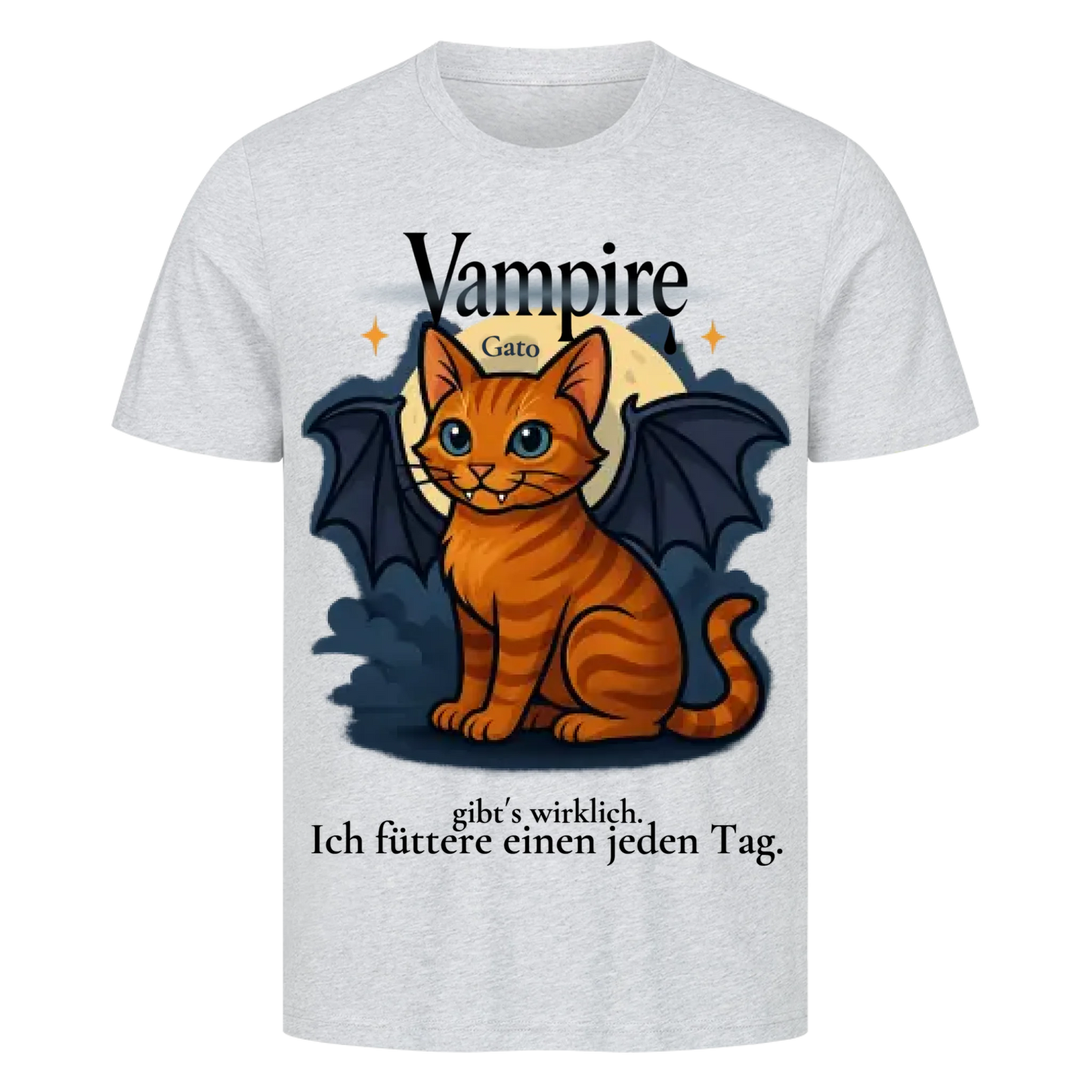 Süsse Vampir Katze T-Shirt  - Eigenes Bild + Name