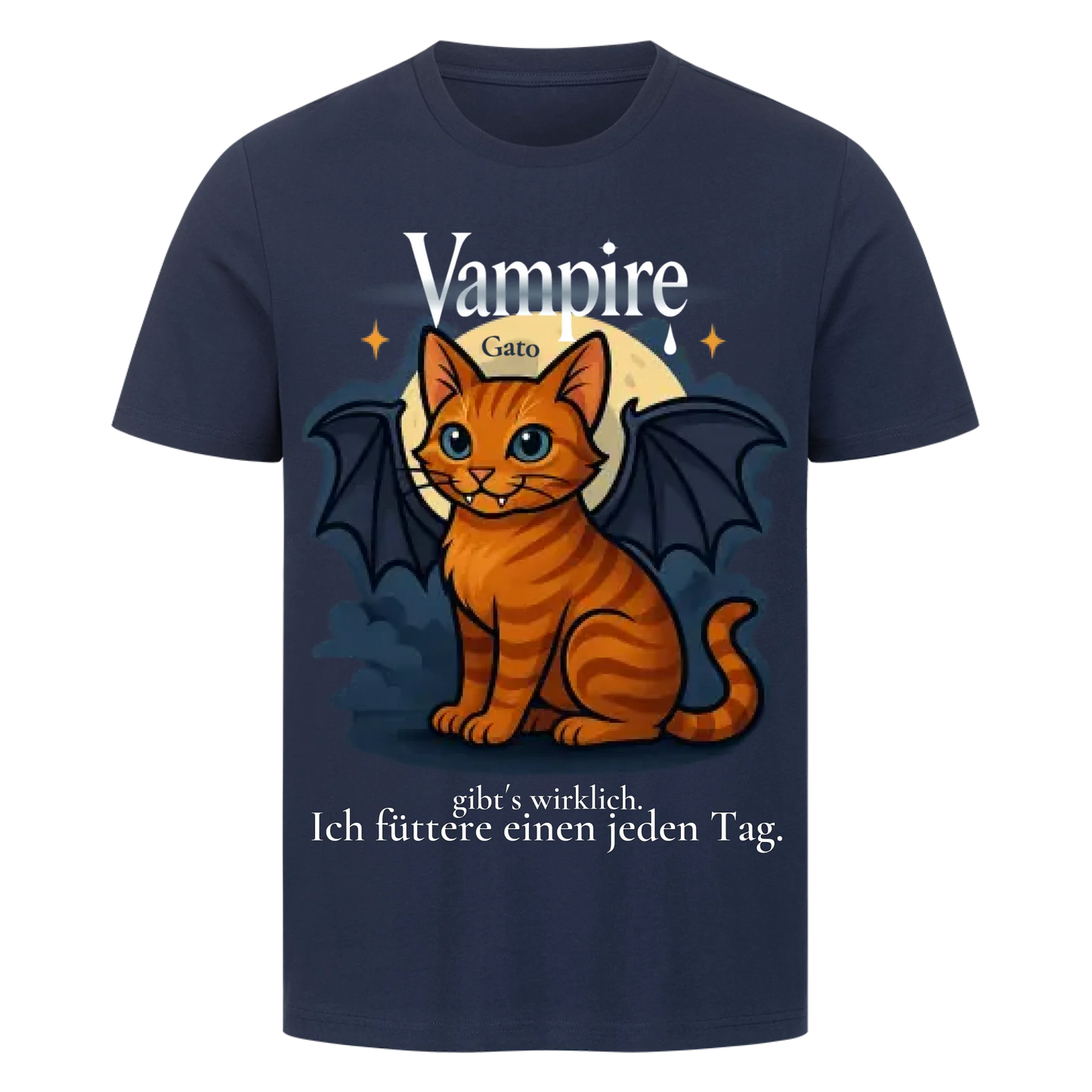 Süsse Vampir Katze T-Shirt  - Eigenes Bild + Name