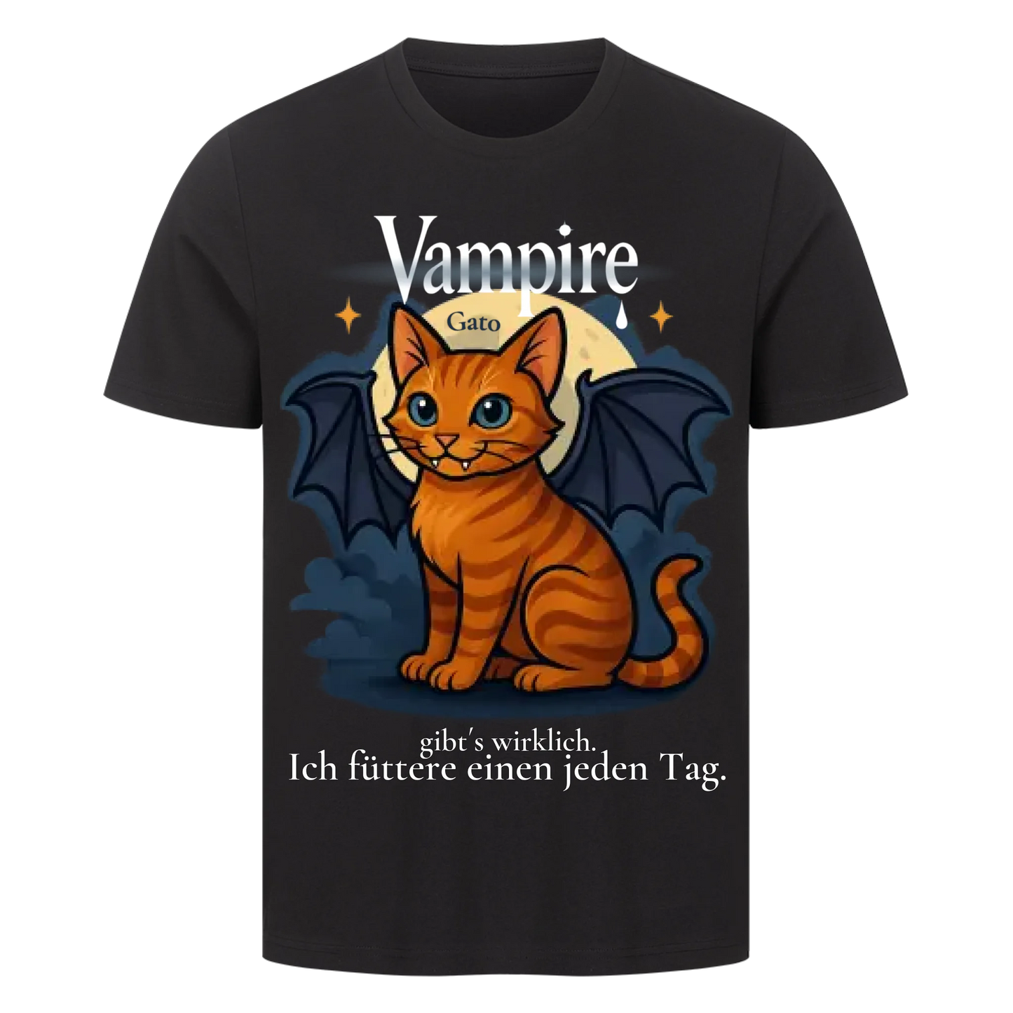 Süsse Vampir Katze T-Shirt  - Eigenes Bild + Name