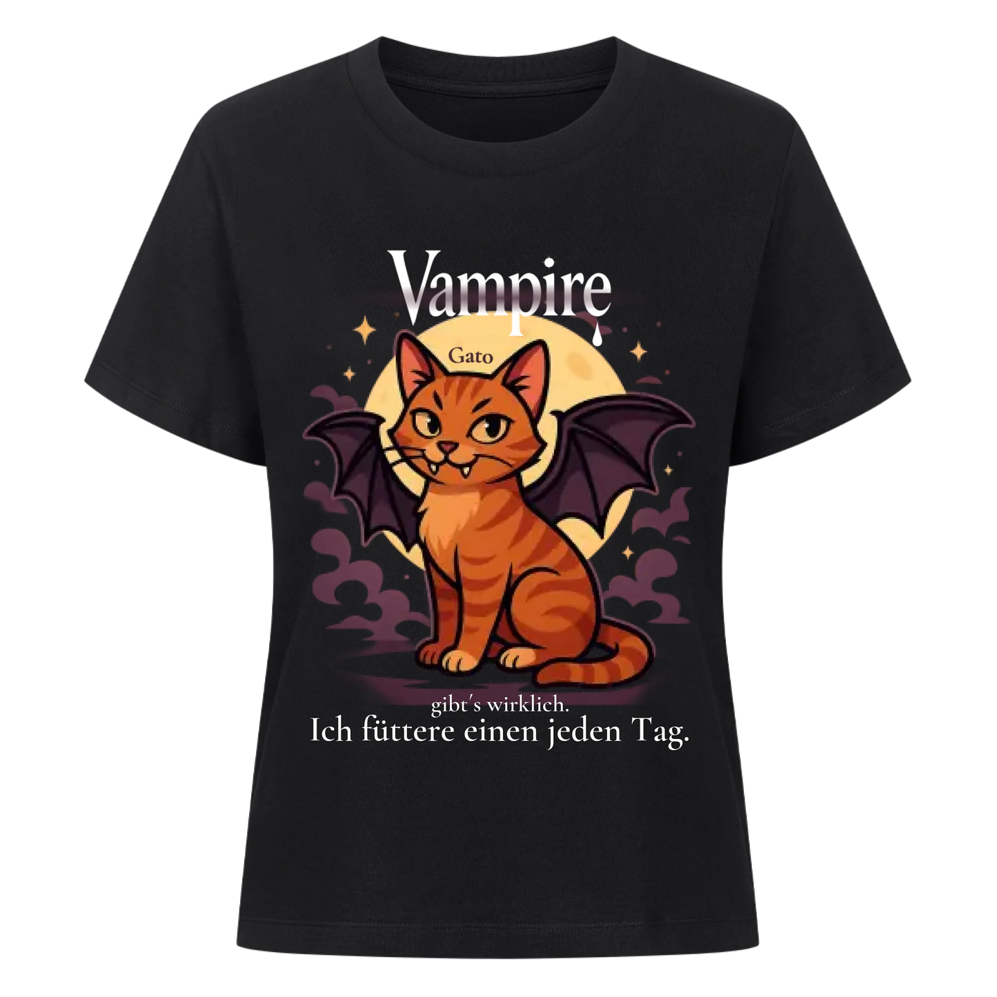Süsse Vampir Katze T-Shirt  - Eigenes Bild + Name
