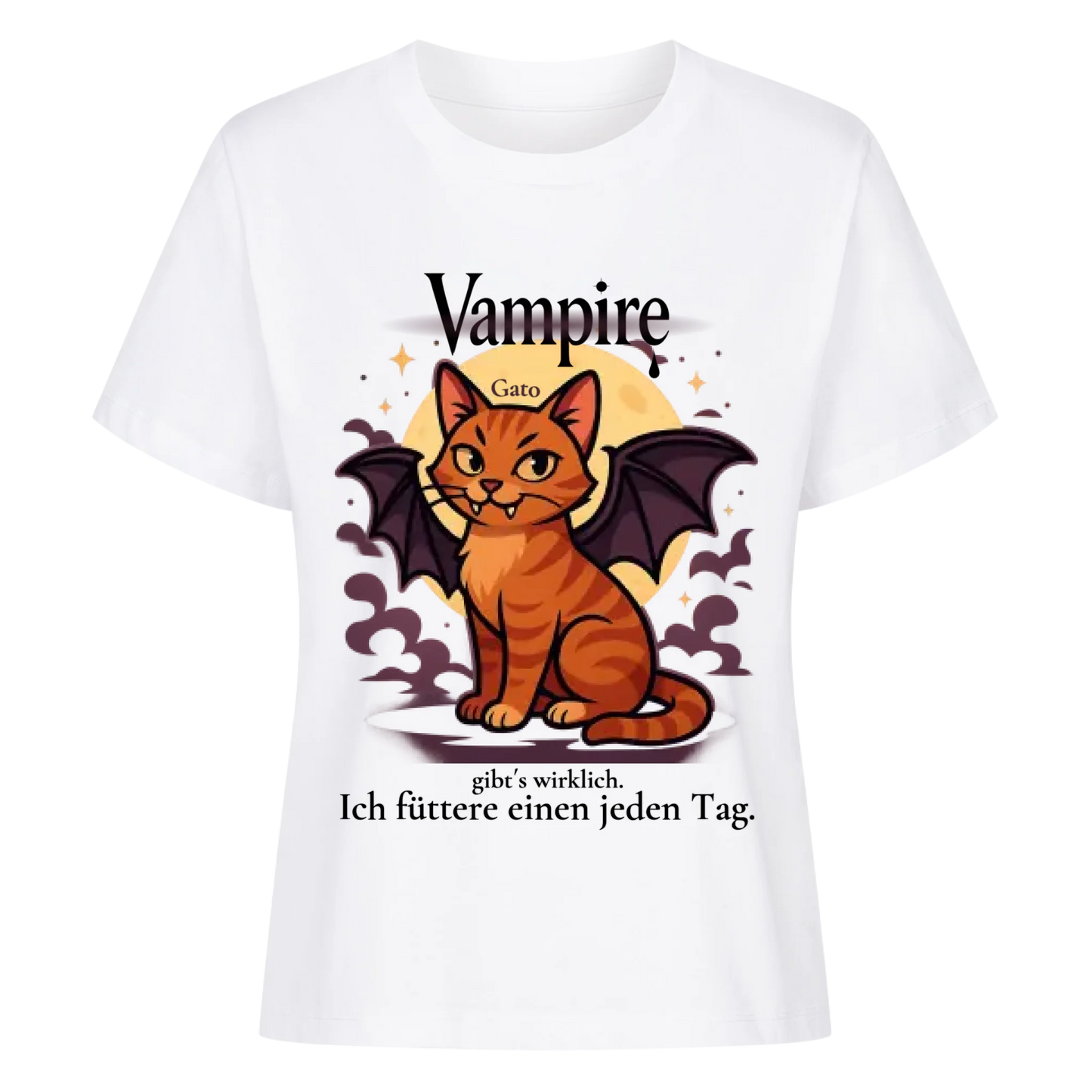 Süsse Vampir Katze T-Shirt  - Eigenes Bild + Name