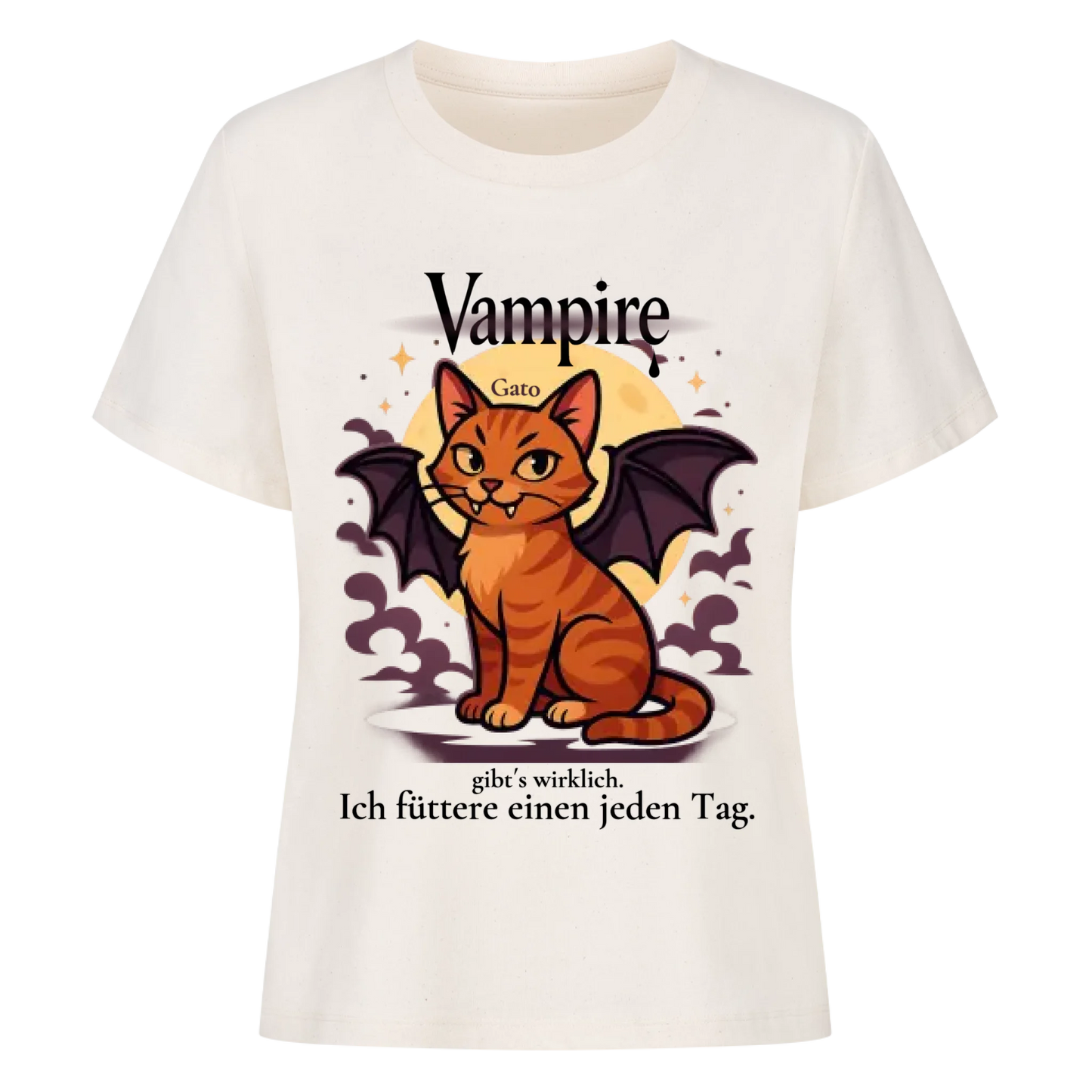 Süsse Vampir Katze T-Shirt  - Eigenes Bild + Name