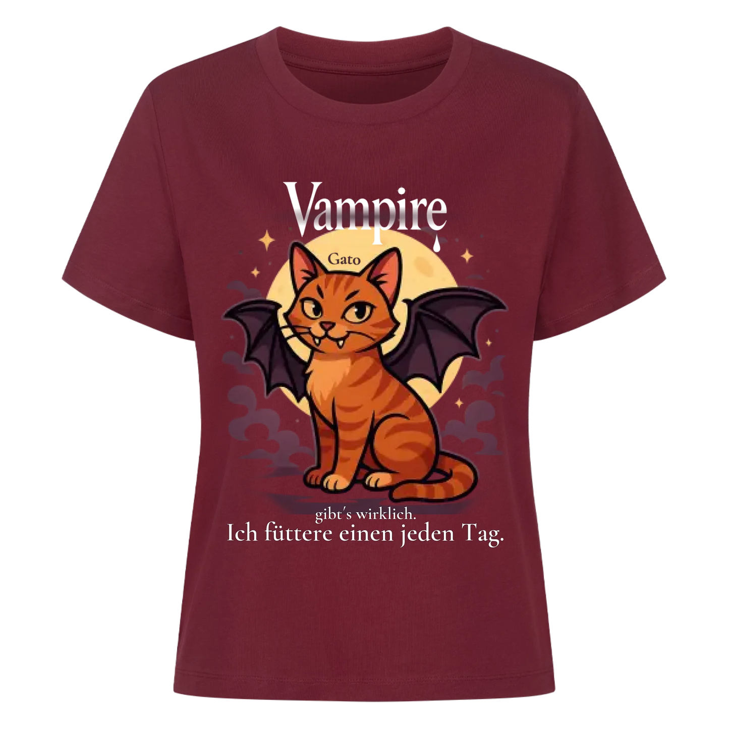 Süsse Vampir Katze T-Shirt  - Eigenes Bild + Name