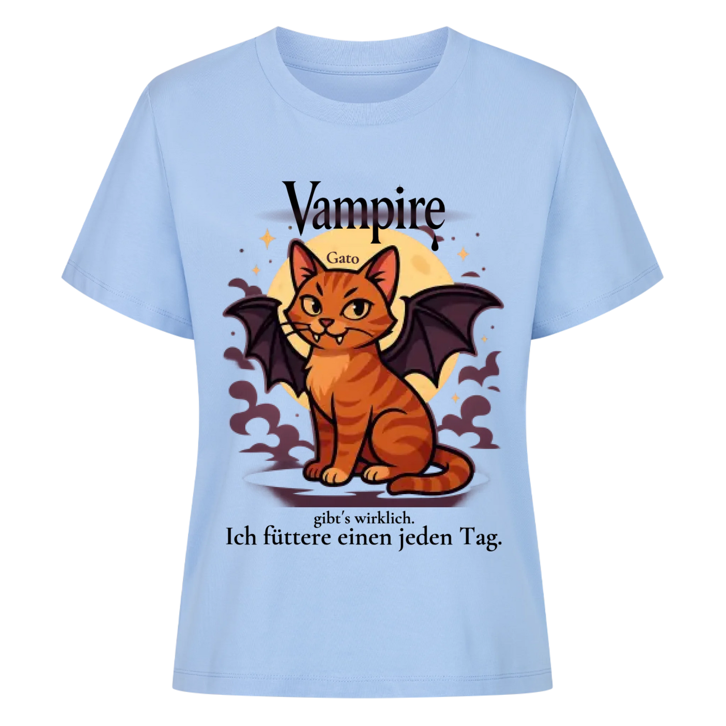 Süsse Vampir Katze T-Shirt  - Eigenes Bild + Name