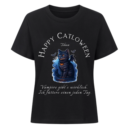 Happy Catloween Vampir T-Shirt - Eigenes Bild + Name