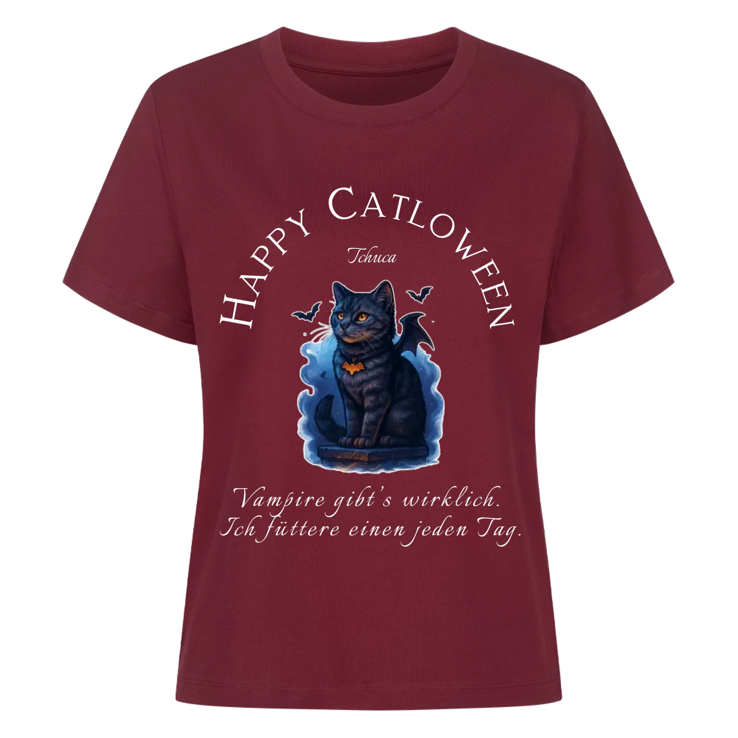 Happy Catloween Vampir T-Shirt - Eigenes Bild + Name