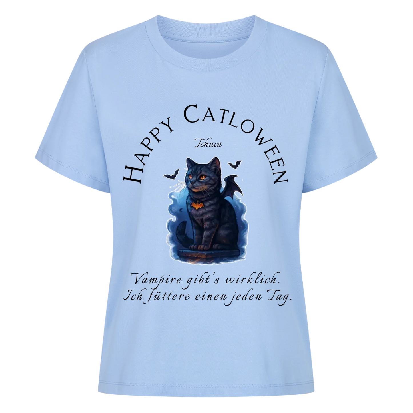 Happy Catloween Vampir T-Shirt - Eigenes Bild + Name