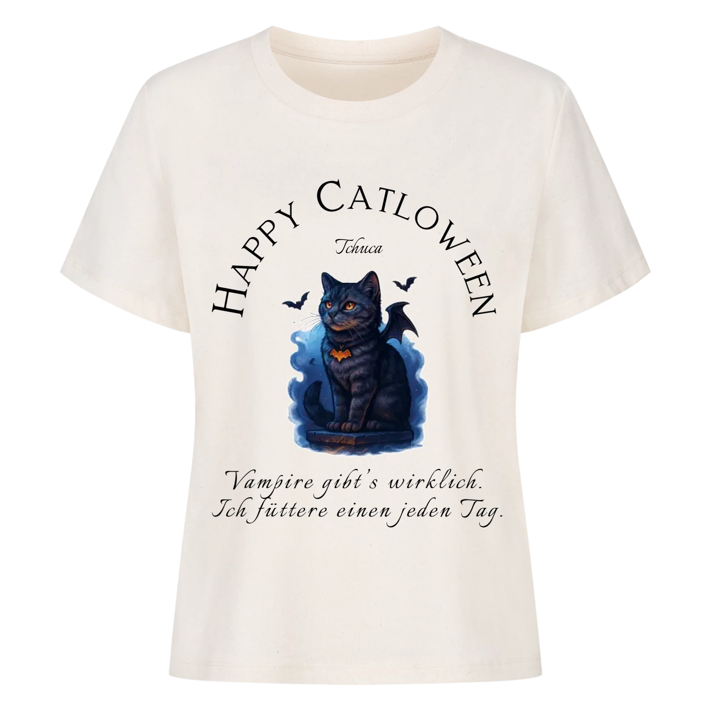 Happy Catloween Vampir T-Shirt - Eigenes Bild + Name