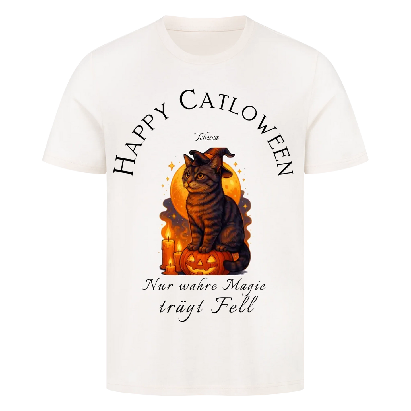 Happy Catloween Hexe T-Shirt - Eigenes Bild + Name