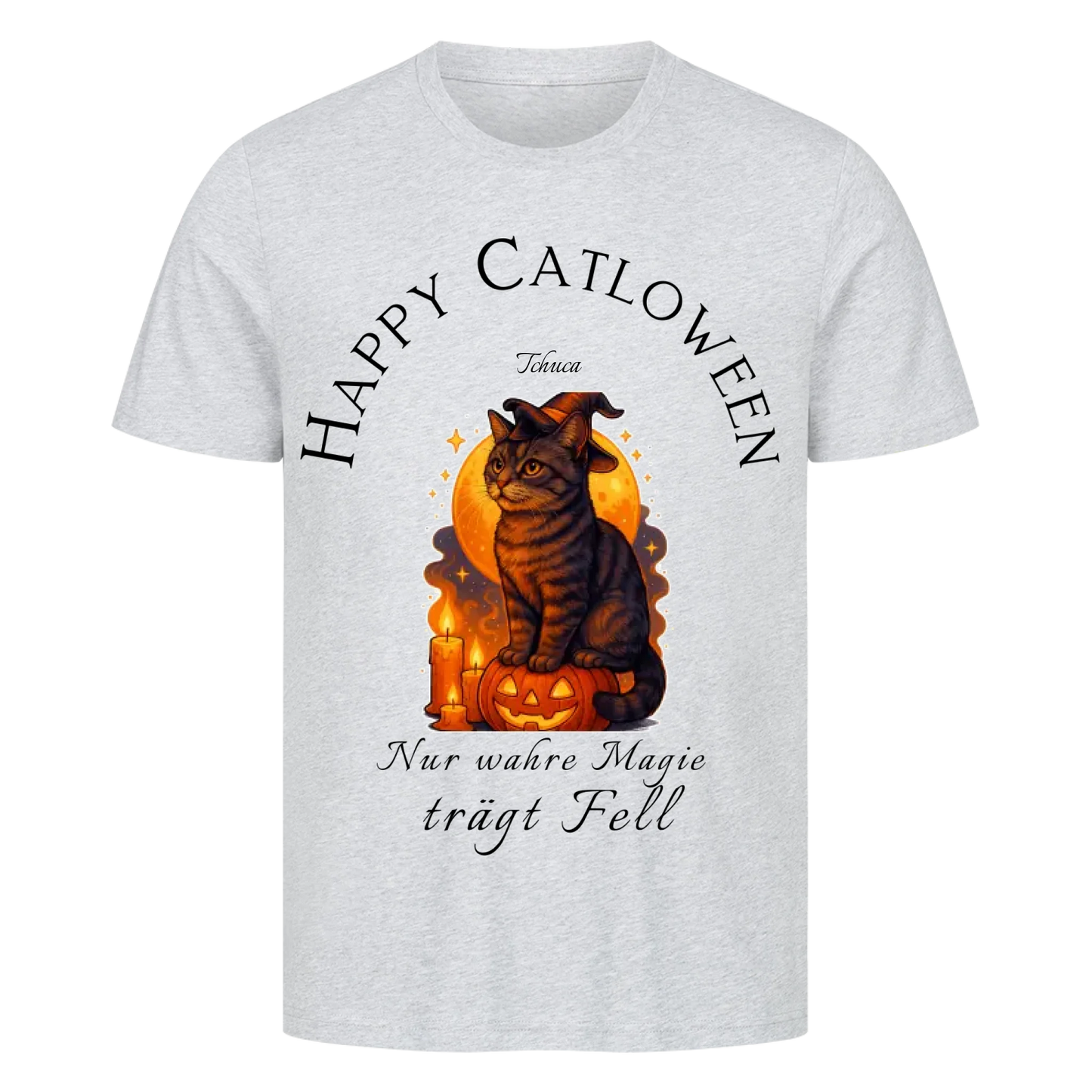 Happy Catloween Hexe T-Shirt - Eigenes Bild + Name