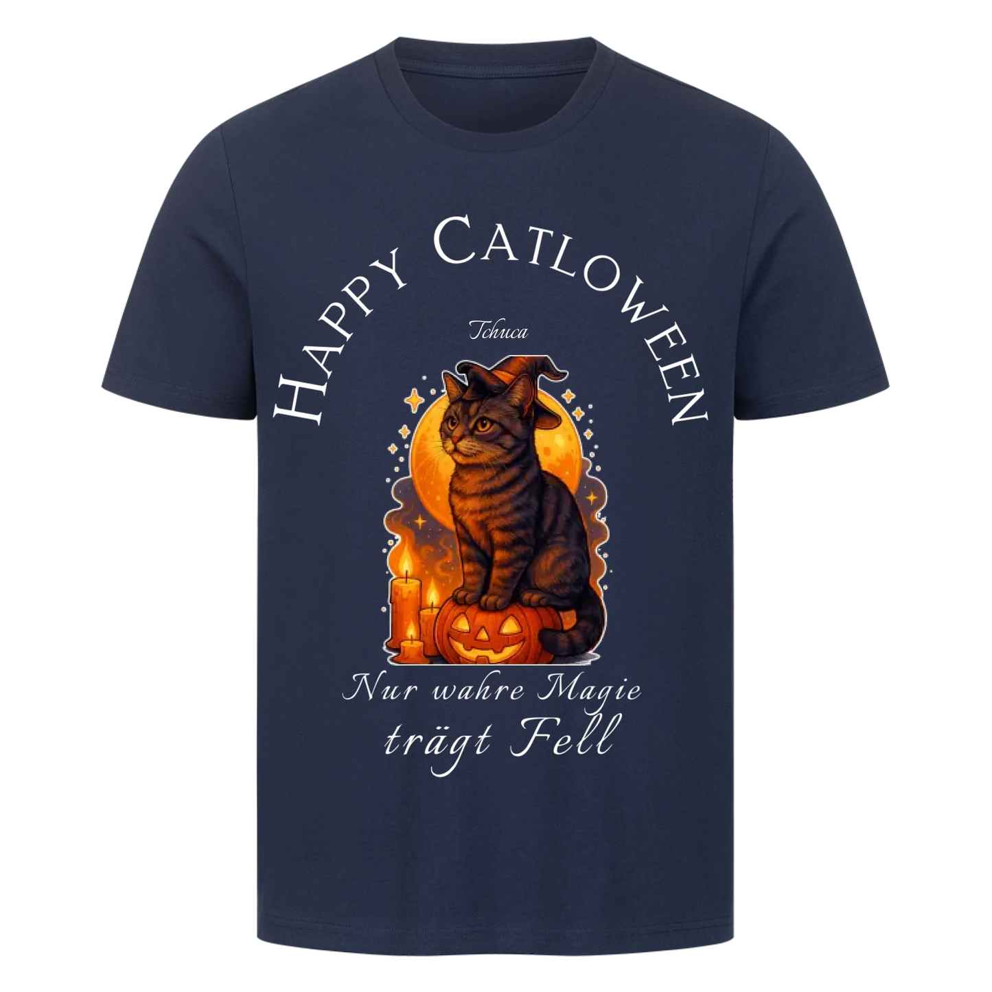Happy Catloween Hexe T-Shirt - Eigenes Bild + Name