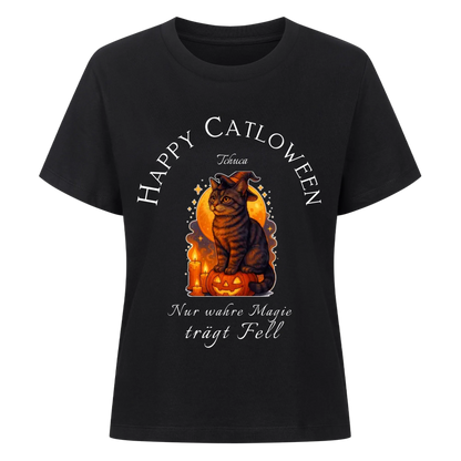 Happy Catloween Hexe T-Shirt - Eigenes Bild + Name