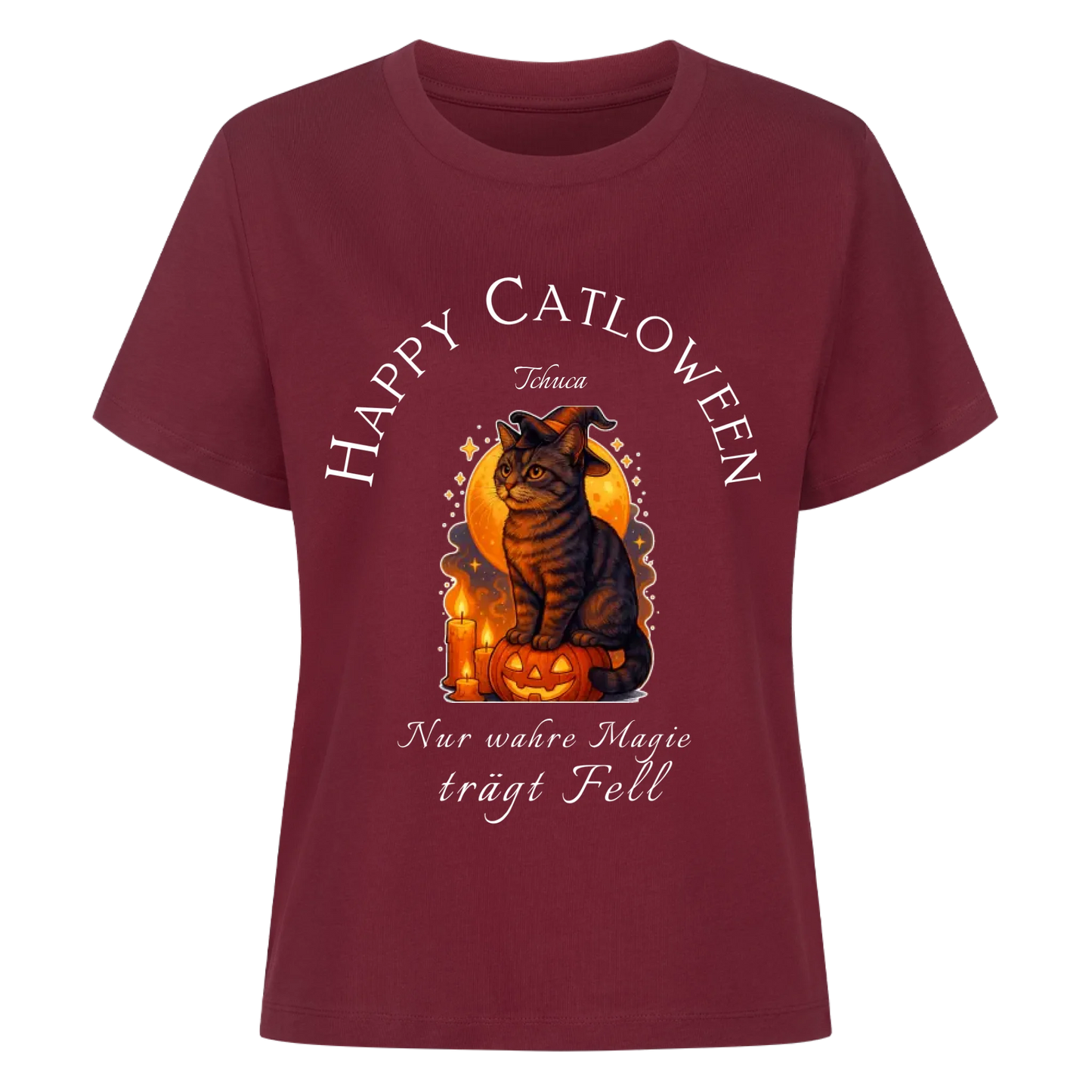 Happy Catloween Hexe T-Shirt - Eigenes Bild + Name
