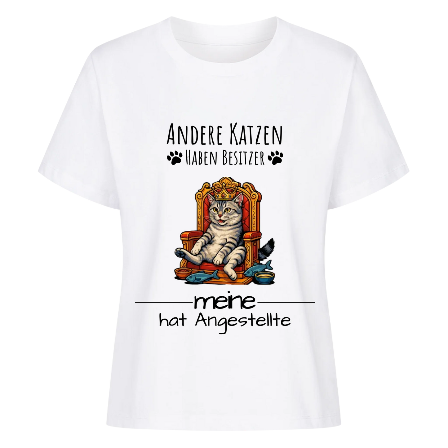 Katze auf Thron T-Shirt  - Eigenes Bild + Name