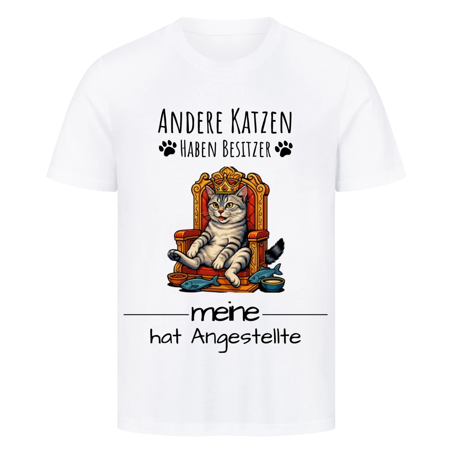Katze auf Thron T-Shirt  - Eigenes Bild + Name