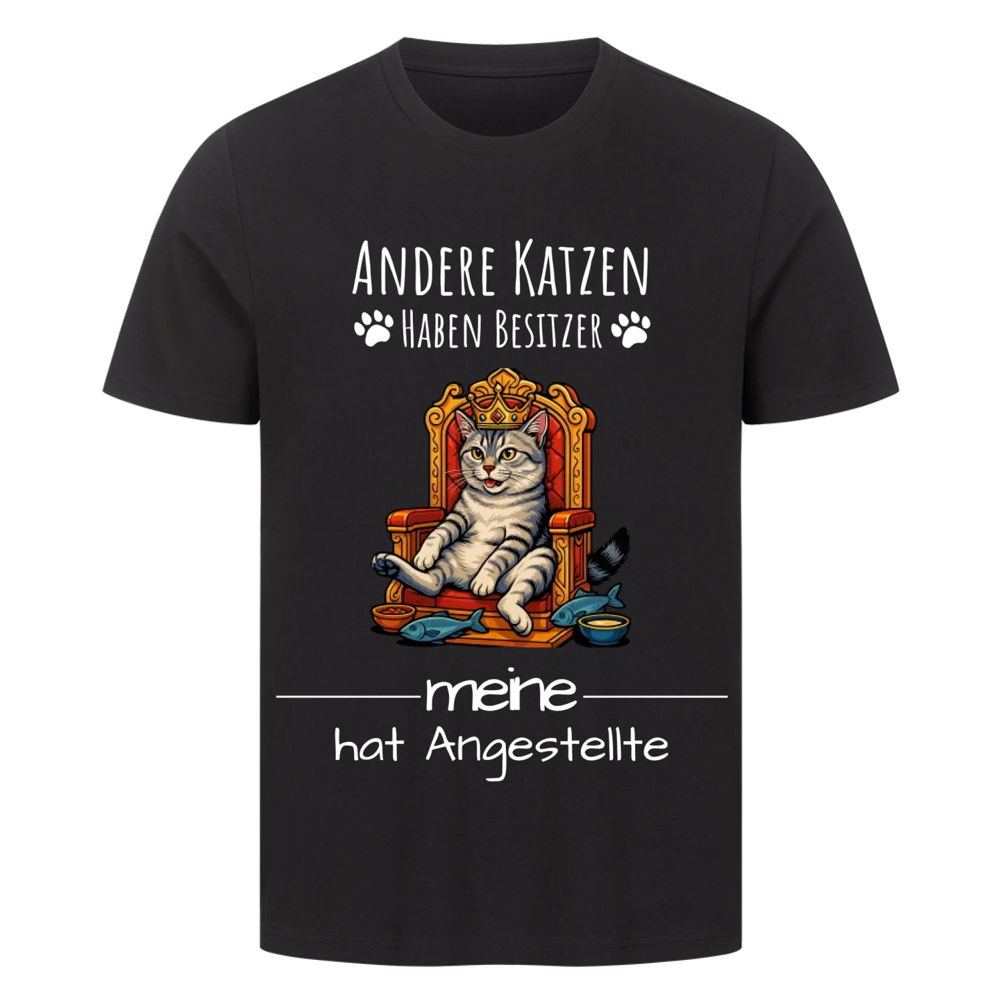 Katze auf Thron T-Shirt  - Eigenes Bild + Name