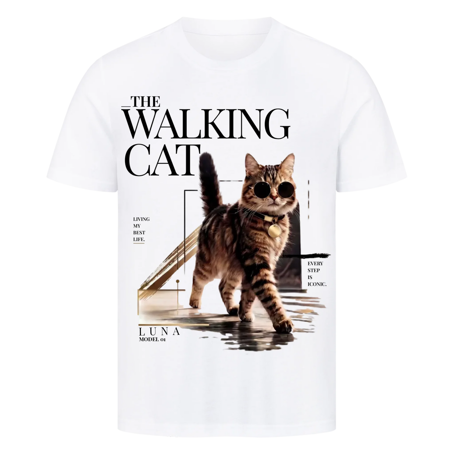 Walking Cat T-Shirt - Eigenes Foto + Name