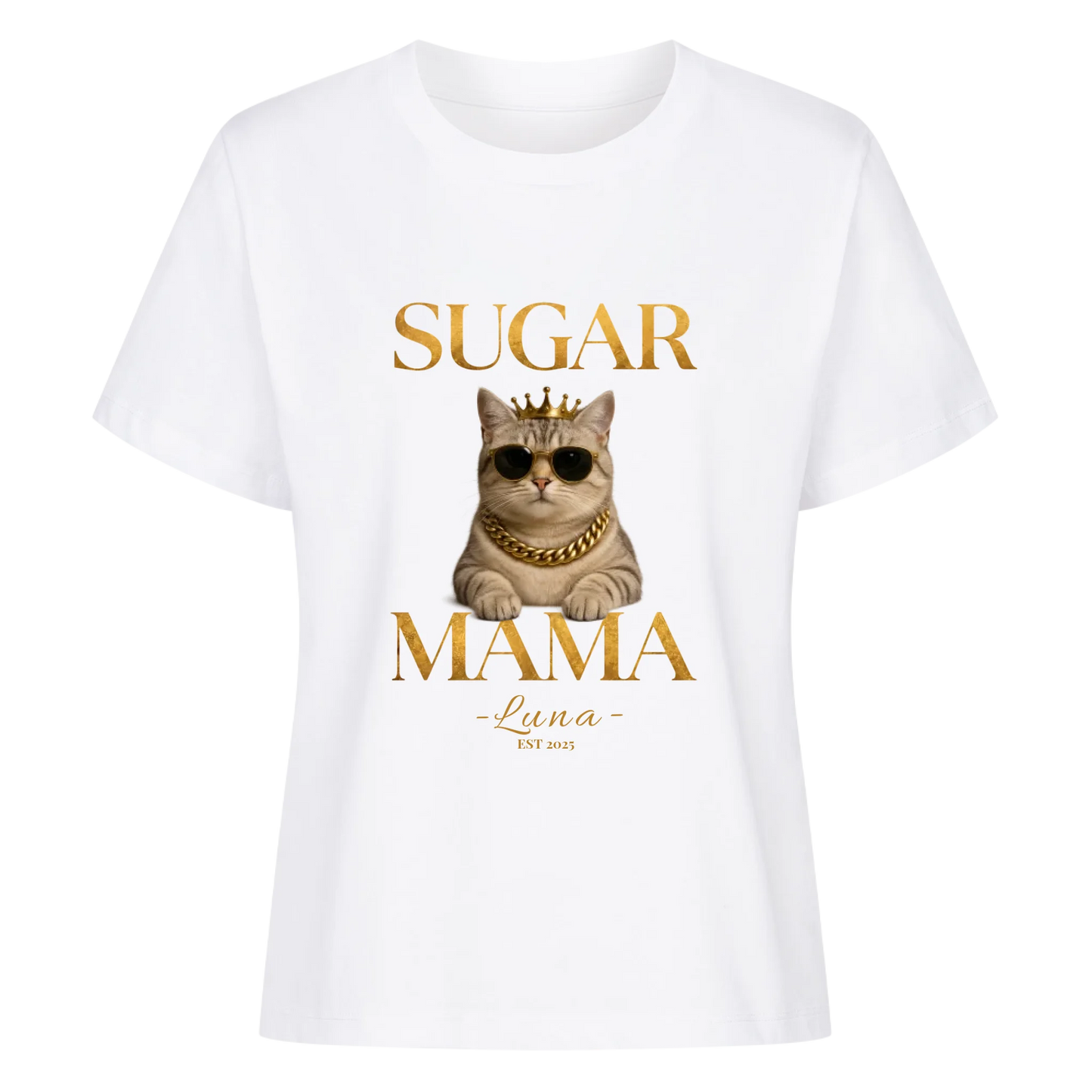 Sugar Mama Cat T-Shirt - Eigenes Bild+ Name