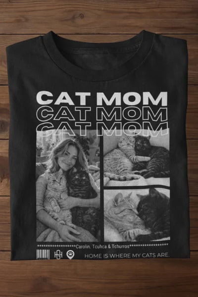 Cat Mom T-Shirt - Eigene Fotos, Namen + Text