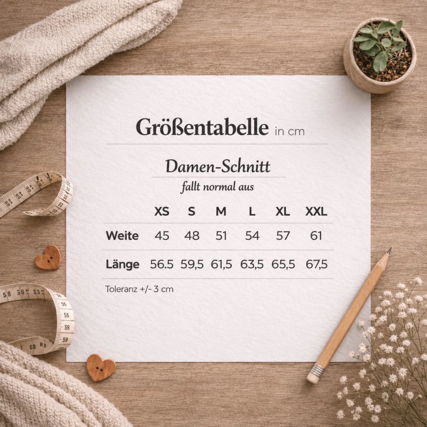 Größentabelle T-Shirt Damen