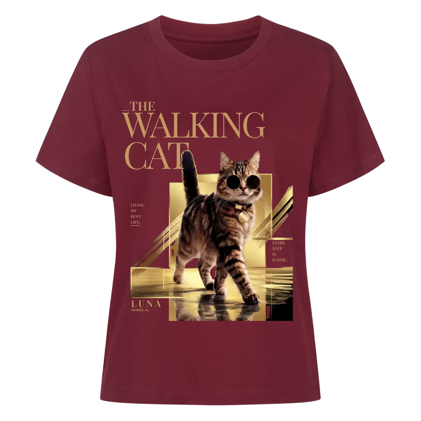Walking Cat T-Shirt - Eigenes Foto + Name