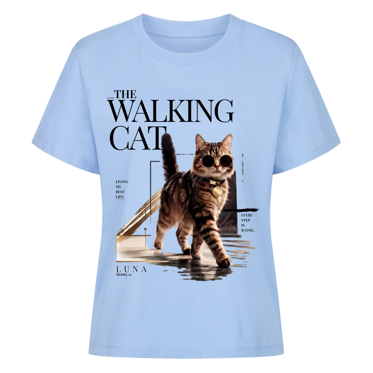 Walking Cat T-Shirt - Eigenes Foto + Name