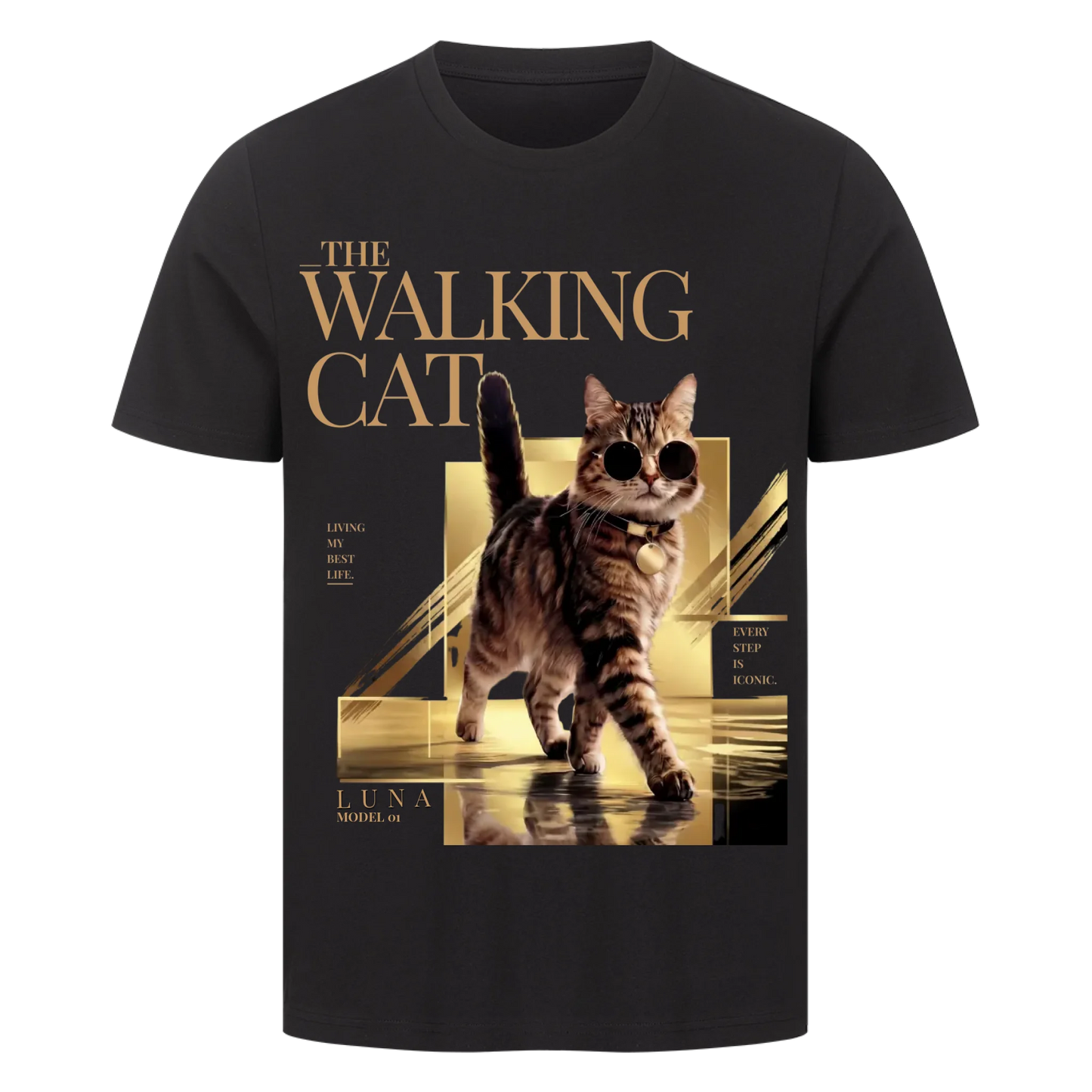 Walking Cat T-Shirt - Eigenes Foto + Name