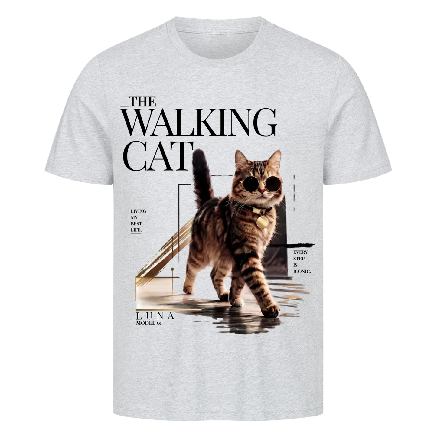 Walking Cat T-Shirt - Eigenes Foto + Name