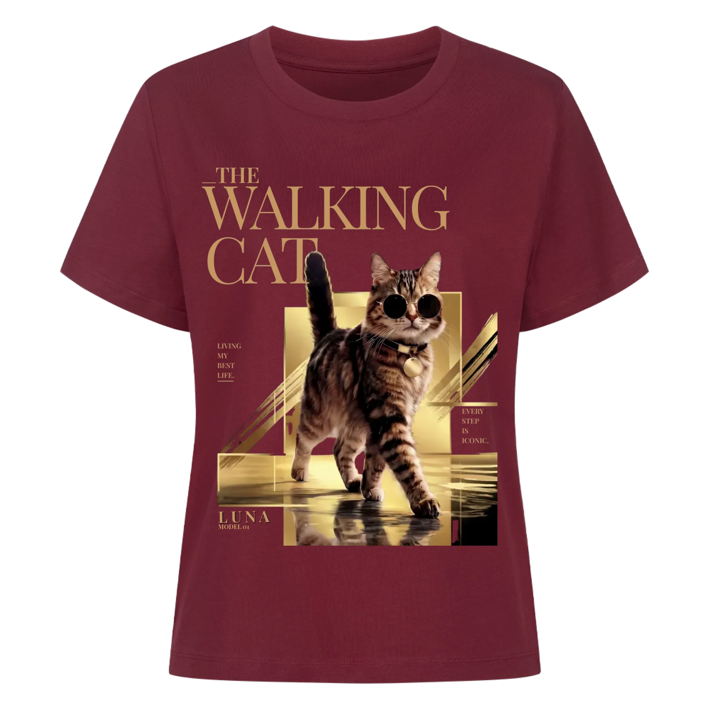 Walking Cat T-Shirt - Eigenes Foto + Name