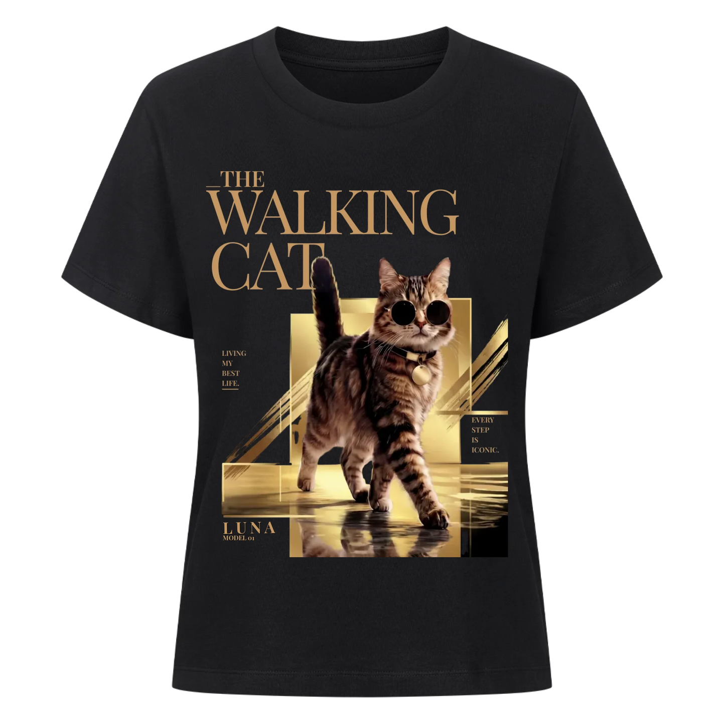 Walking Cat T-Shirt - Eigenes Foto + Name